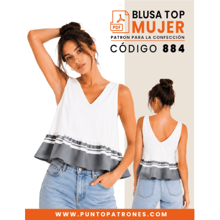 Patrón de top amplio corto escote en V PDF