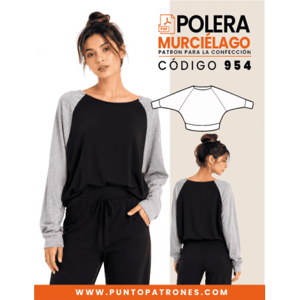 Patrón de polera extra holgada manga raglan PDF