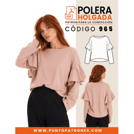 Patrón de polera amplia con vuelos de dama PDF
