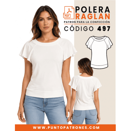 Patrón de polera manga raglan holgada PDF