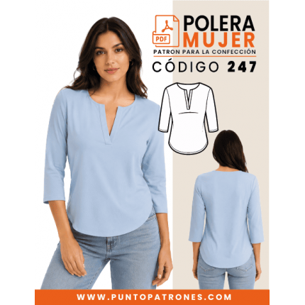 Patrón de polera escote en V de dama PDF