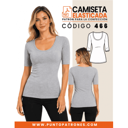 Camiseta elasticada ajustada de dama PDF