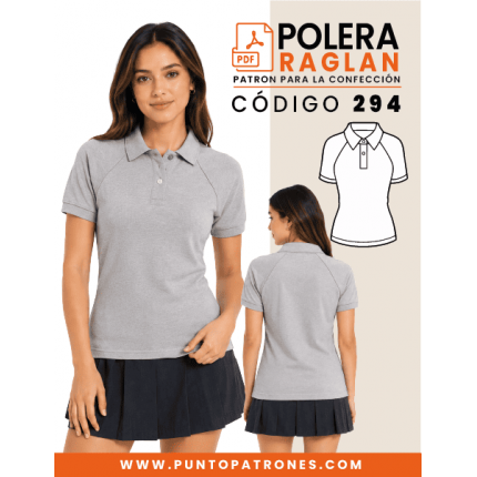 Patrón de polera piqué manga raglan PDF