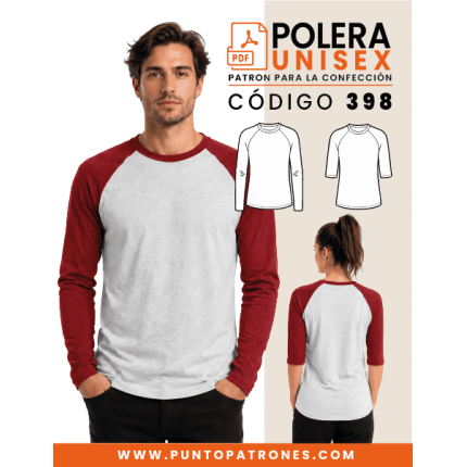 Patrón de polera raglan manga corta y larga PDF