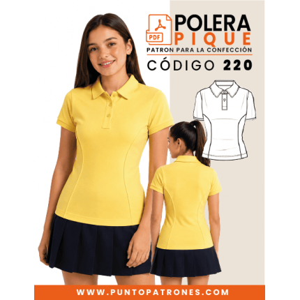 Patrón de polera piqué dama entallada PDF