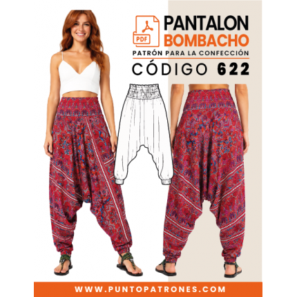 Patrón de pantalón bombacho elasticado PDF