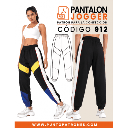 Patrón de pantalón jogger con cortes PDF