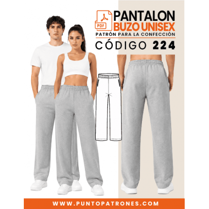 Patrón de pantalón de buzo básico unisex PDF