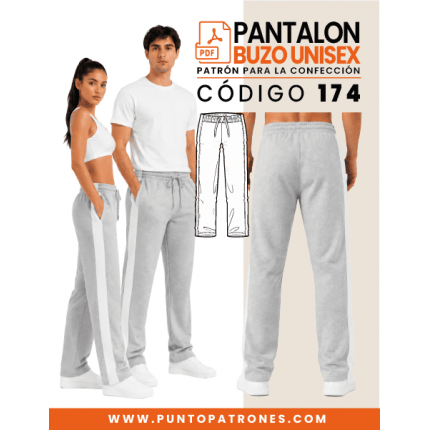 Patrón de pantalón buzo con franja unisex PDF