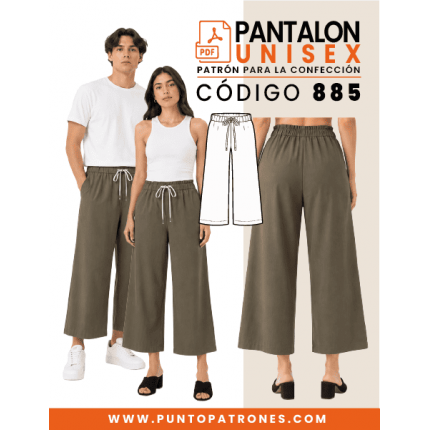 Patrón de pantalón ancho unisex PDF