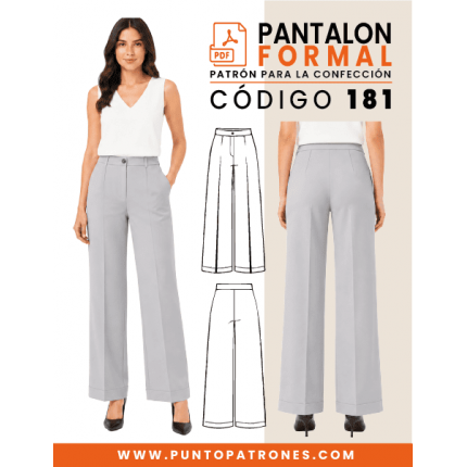 Patrón de pantalón formal recto ancho de dama PDF