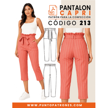 Patrón de pantalón capri con pretina recogida PDF