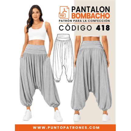 Patrón de pantalón bombacho PDF