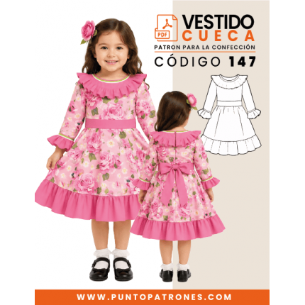 Patrón de vestido huasa bebé PDF