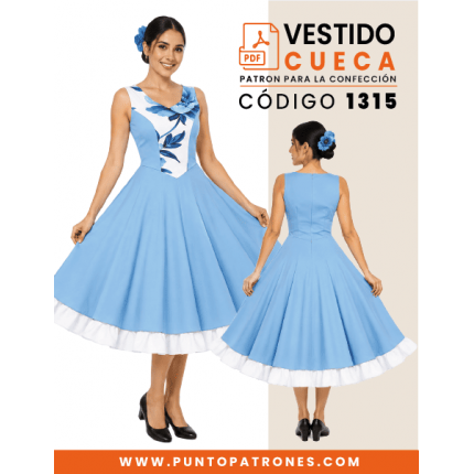 Patrón de vestido de huasa con entalle princesa PDF