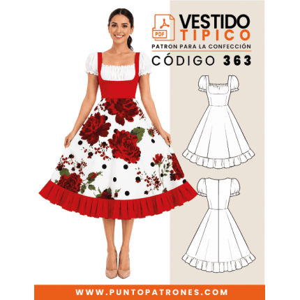 Patrón de vestido de huasa PDF