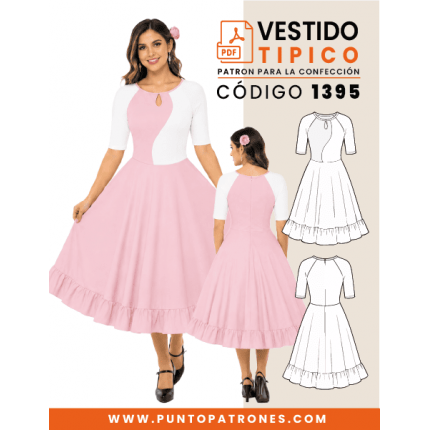 Patrón de vestido de cueca clásico PDF