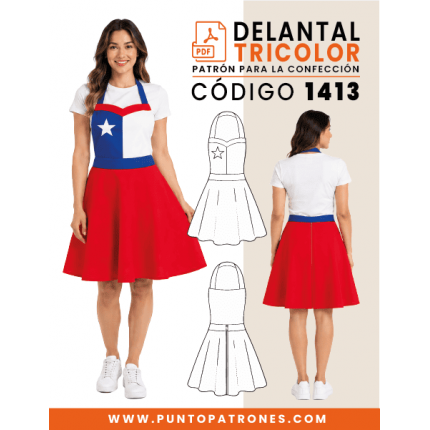 Patrón de delantal tricolor PDF