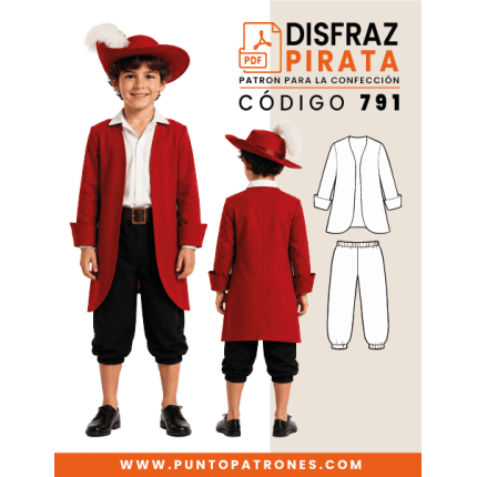 Patrón de disfraz de pirata garfio PDF