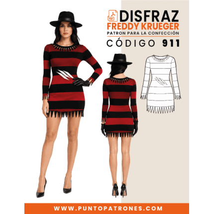Patrón de disfraz de Freddy Krueger mujer PDF