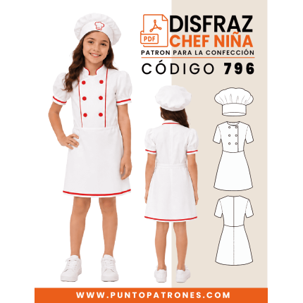 Patrón 796 Disfraz de chef niña PDF