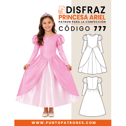Patrón 777 Disfraz de princesa sirena Ariel PDF