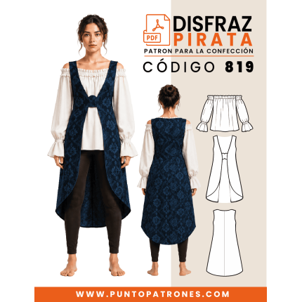 Patrón de disfraz de pirata niña PDF
