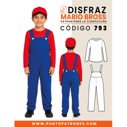 Patrón de disfraz de Mario Bros conjunto PDF