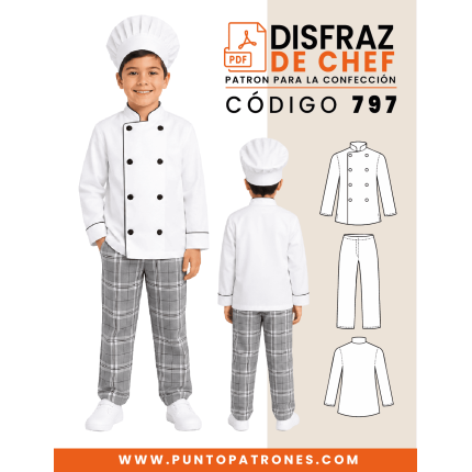 Patrón de disfraz de chef niño PDF