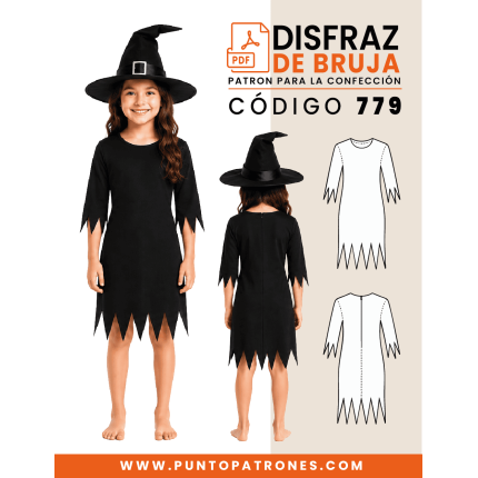 Patrón de disfraz de bruja PDF