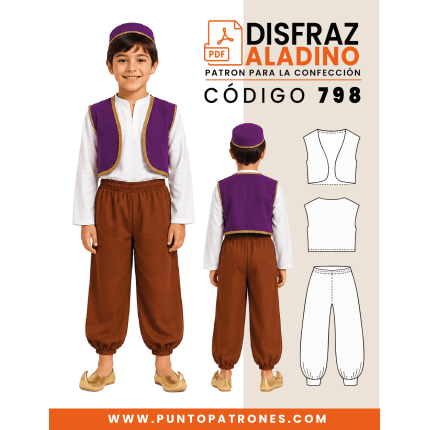 Patrón de disfraz de Aladin niño PDF