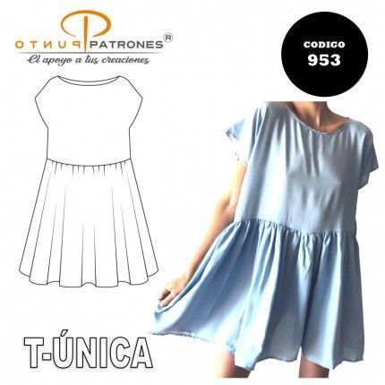 Patrón 953 de vestido amplio talla única PDF