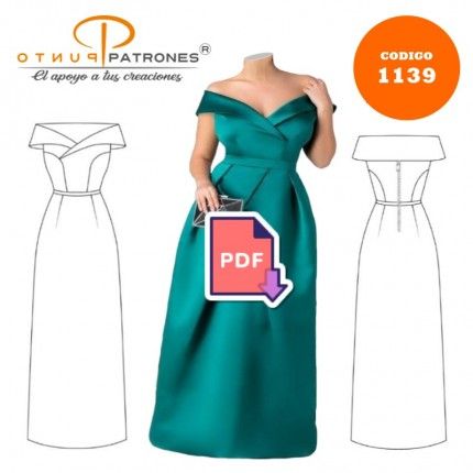 Patrón de vestido de fiesta strapless PDF
