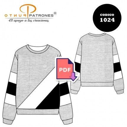 Patrón de polerón con cortes asimétricos unisex PDF
