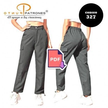 Molde Pantalon cargo de mujer 327 |PuntoPatrones ® Tallas XS Formato CARTA