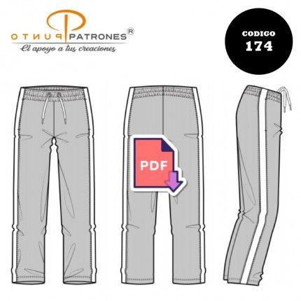 Pantalon buzo con franja en costado, unisex |COD:174 |PDF
