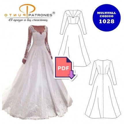Patrón de vestido de novia multitalla PDF