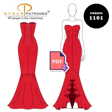 Patrón de vestido corte flamenco PDF