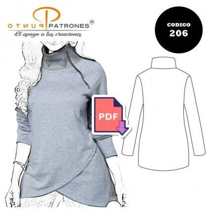 Patrón de polerón cuello alto corte cruzado PDF