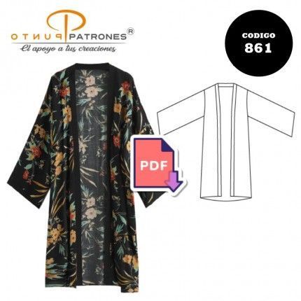Mount Bank Ortografía recibo Molde Kimono largo 861 |PuntoPatrones ® Tallas XS Formato CARTA