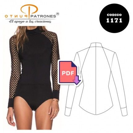Patrón de body manga raglan clásico PDF