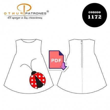 Molde Vestido de Chinita, china 1172 |PuntoPatrones ® Tallas RECIEN NACIDO  Formato CARTA