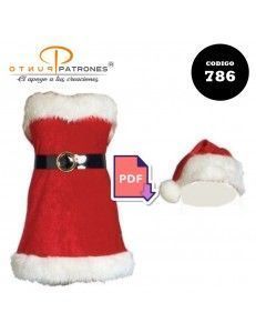Vestido strapless y gorro navideño |COD:786 |PDF