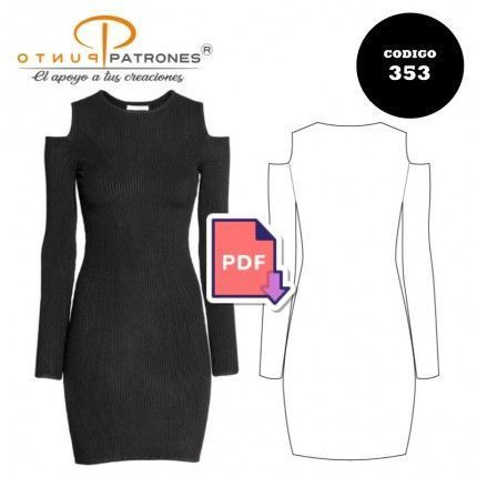 Vestido ajustado sin hombros |COD:353 |PDF