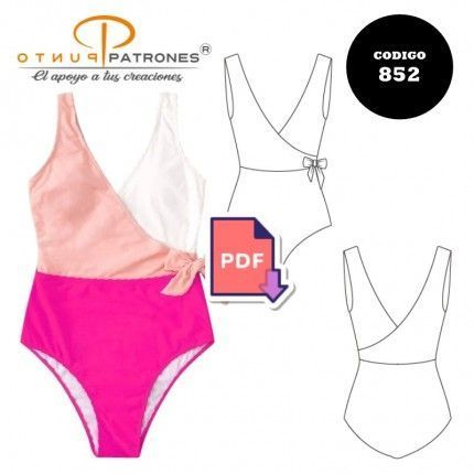 Patrón de traje de baño completo corte cruzado PDF