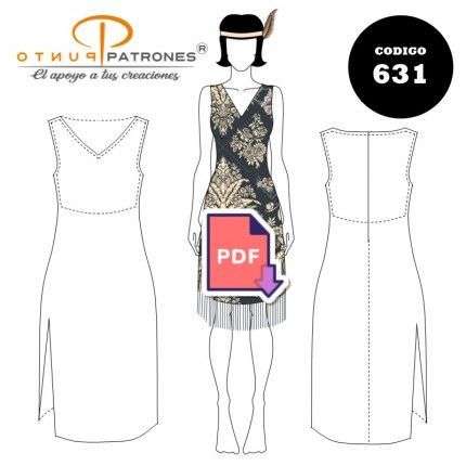 Patrón de vestido escote en V con flecos PDF