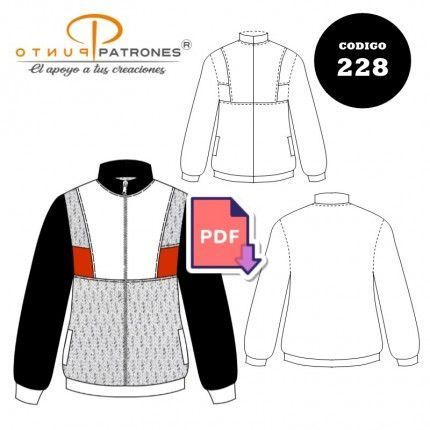 Patrón de chaqueta de buzo con cortes unisex PDF