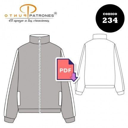 Patrón de chaqueta de buzo unisex franja en manga PDF