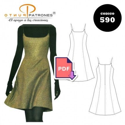 Patrón de vestido evasé con cortes PDF