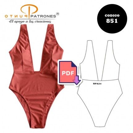 Patrón de traje de baño completo escotado PDF